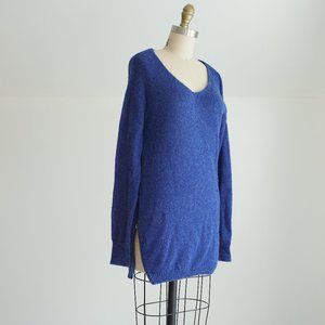 Blue Wool Blend Zip Tunic Sweater